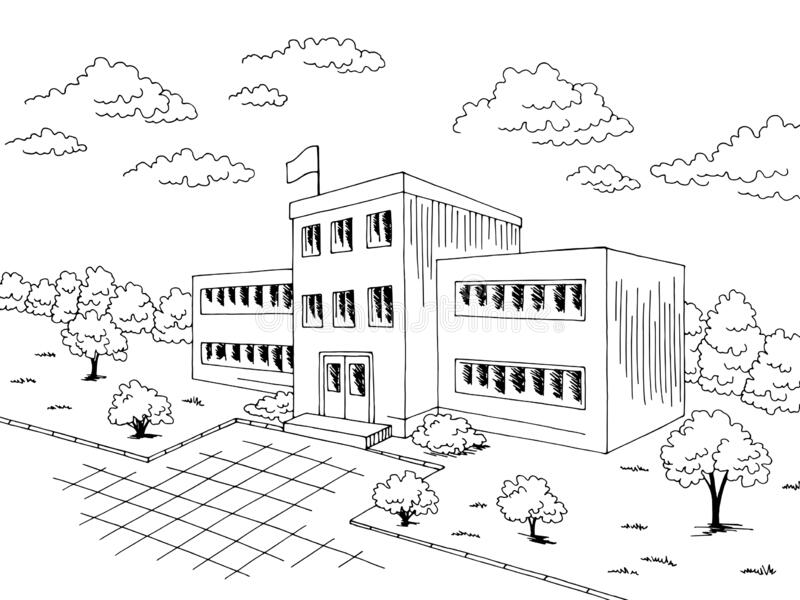 Sketched School Clip Art Coloring Pages