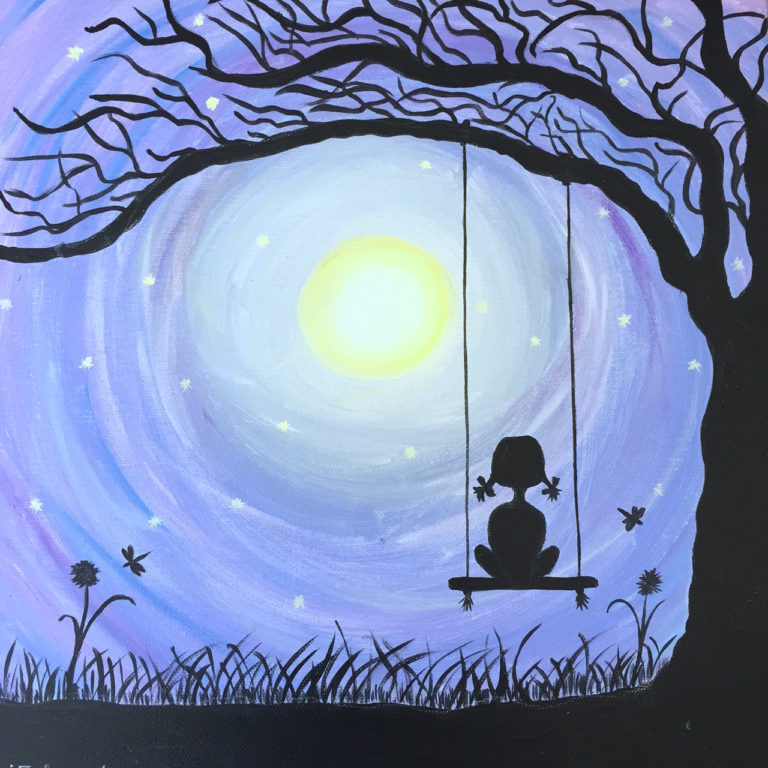 girl watching moon